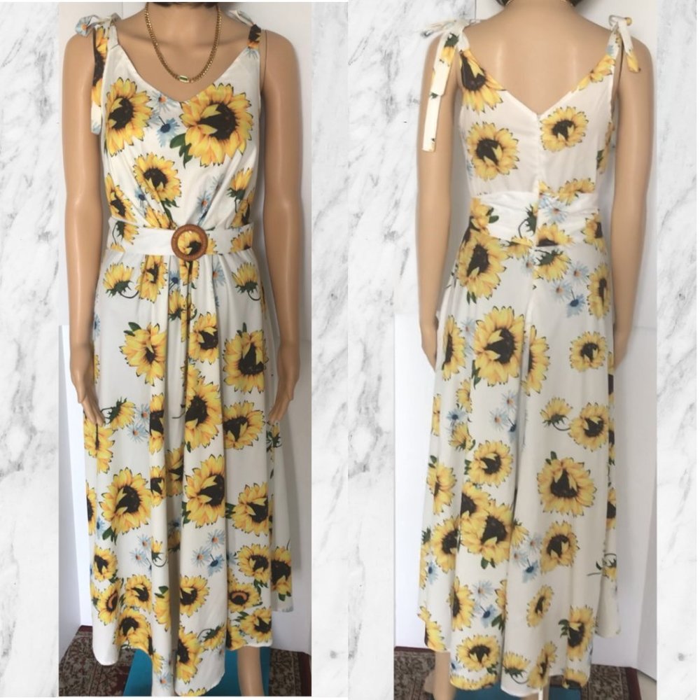 NWOT SLEEVELESS FLORAL DRESS WITH BACK ZIPPER - SIZE S